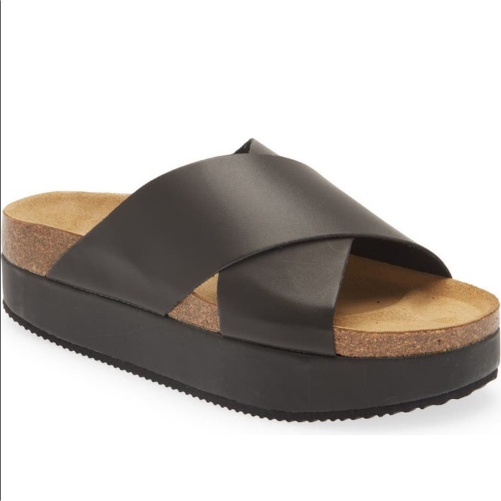 Free People Sidelines Flatform Black Criss Cross Sandals Size 38